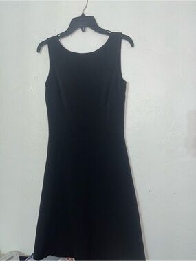 Vintage Fitted Little Black Dress Classic Black Sleeveless A-Line V Back Mini